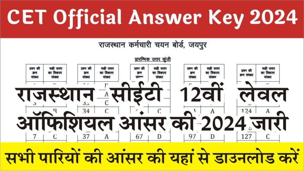 CET 12th Official Answer Key 2024