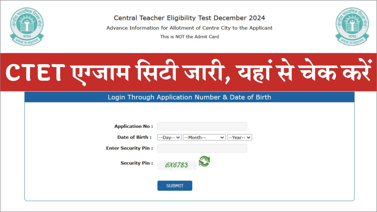 CTET Exam City 2024