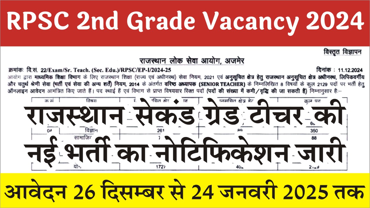 RPSC 2nd Grade Vacancy 2024