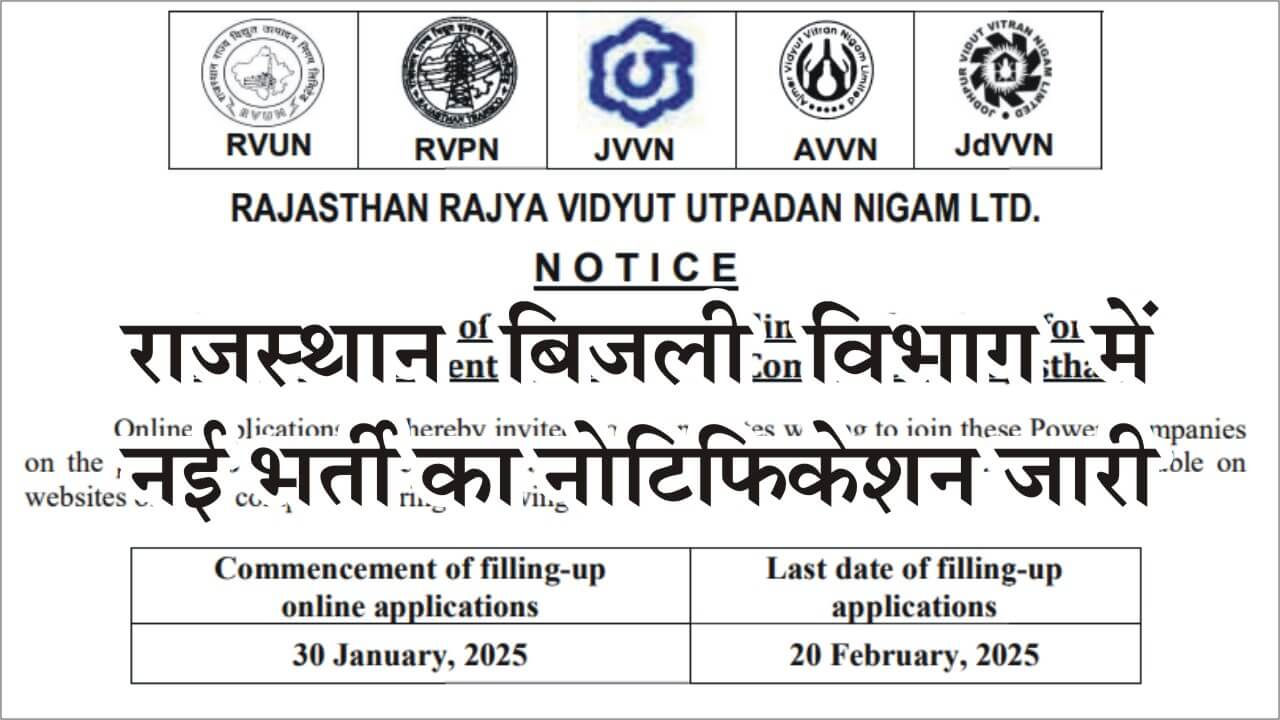 Rajasthan Bijli Vibhag Vacancy 2025