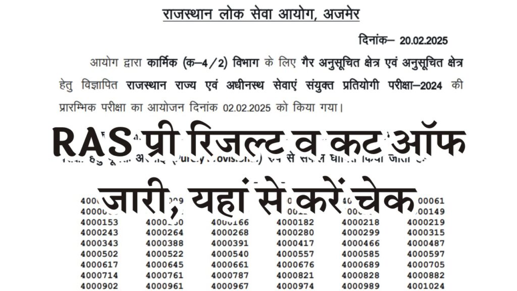 RPSC RAS Pre Result 2025