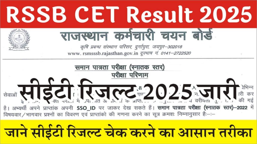 RSSB CET Result 2025