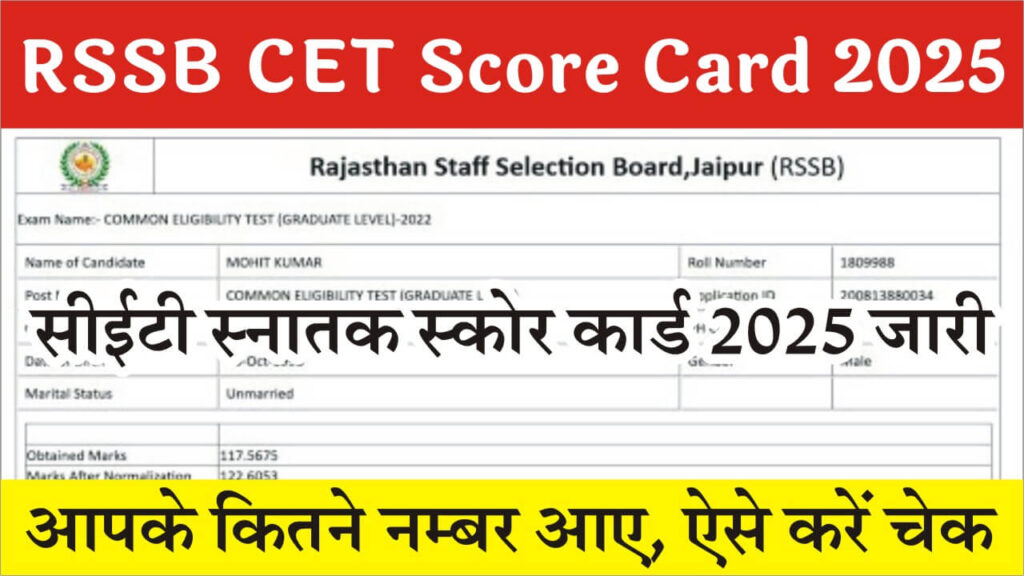 RSSB CET Score Card 2025