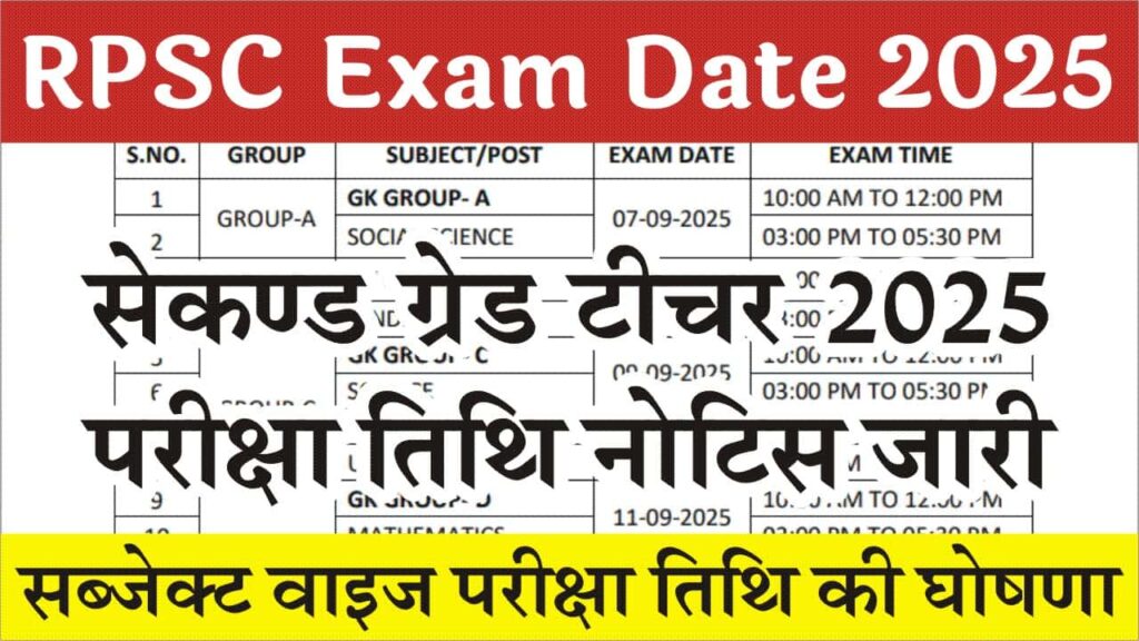 RPSC 2nd Grade Exam Date 2025