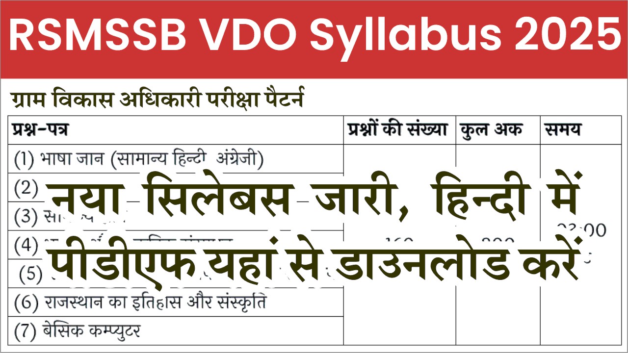 RSMSSB VDO Syllabus in Hindi 2025