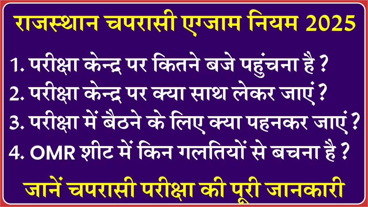 Rajasthan Chaprasi Exam Rules 2025