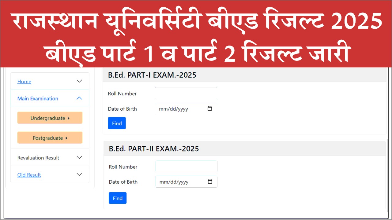 Rajasthan University B.Ed Result 2025