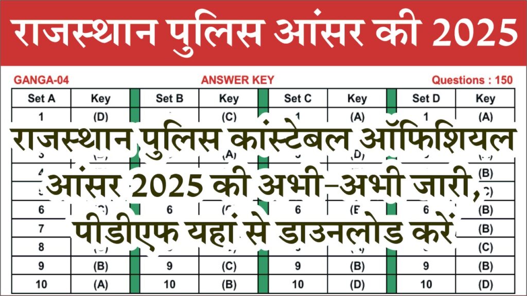 Rajasthan Police Constable Answer Key 2025: राजस्थान पुलिस कांस्टेबल आंसर की 2025 जारी, यहाँ से डाउनलोड करें PDF 1 Rajasthan Police Constable Answer Key 2025